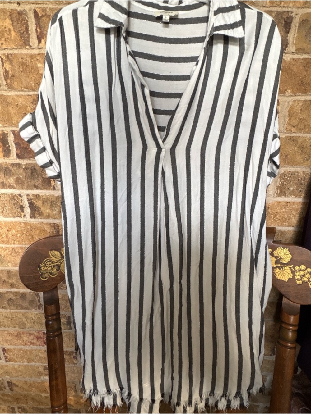 Umgee Black and White Vertical Stripe Tunic